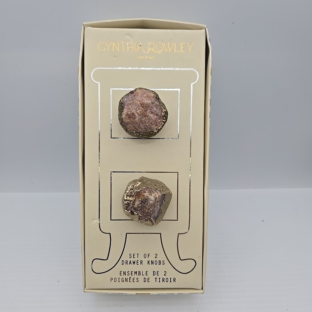 Cabinet Drawer Knobs Pink Stone In Gold Cynthia Rowley 2 Pulls‎